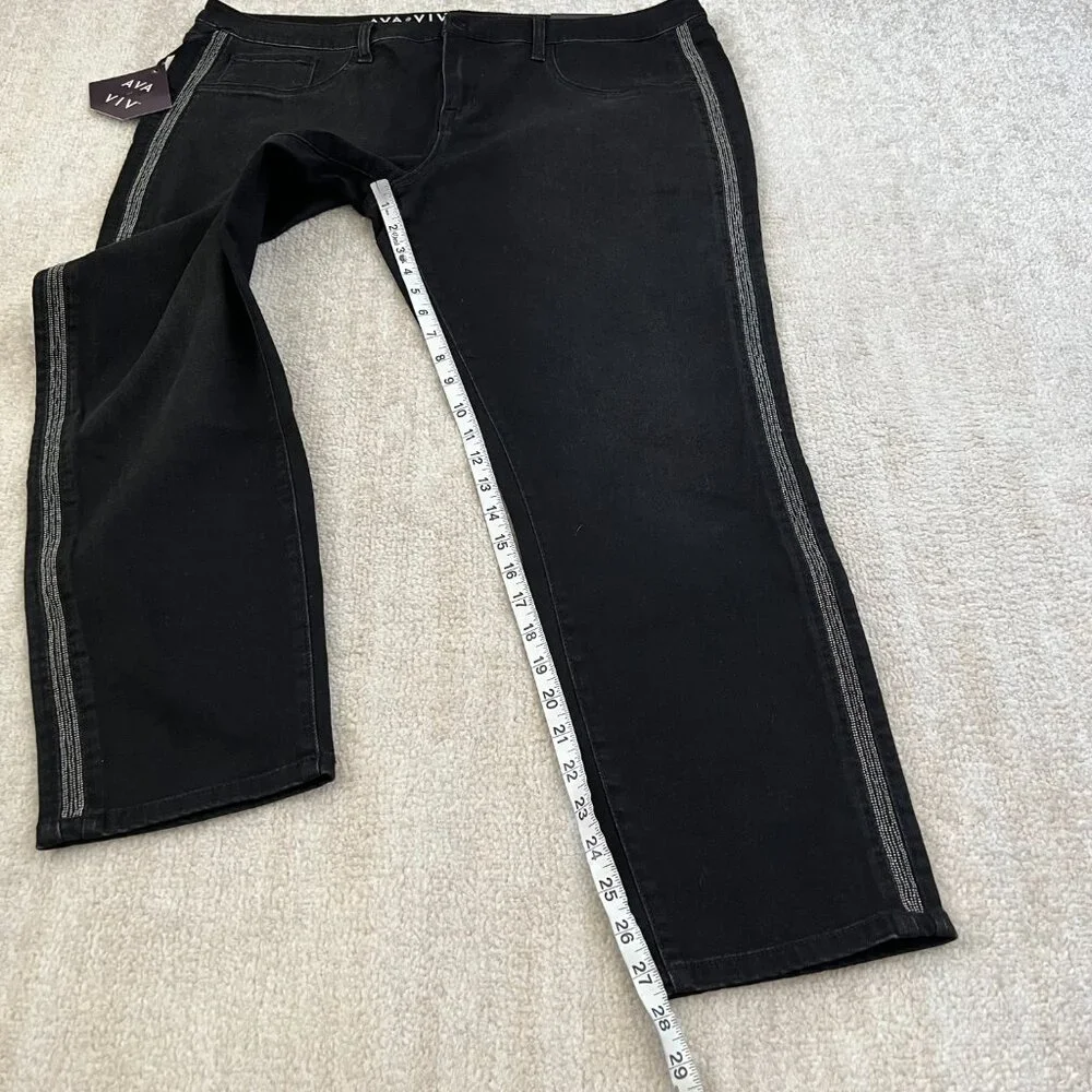 NWT Ava & Viv Super Stretch Jeggings Skinny Jeans 20W Black Boho - Picture 5 of 11